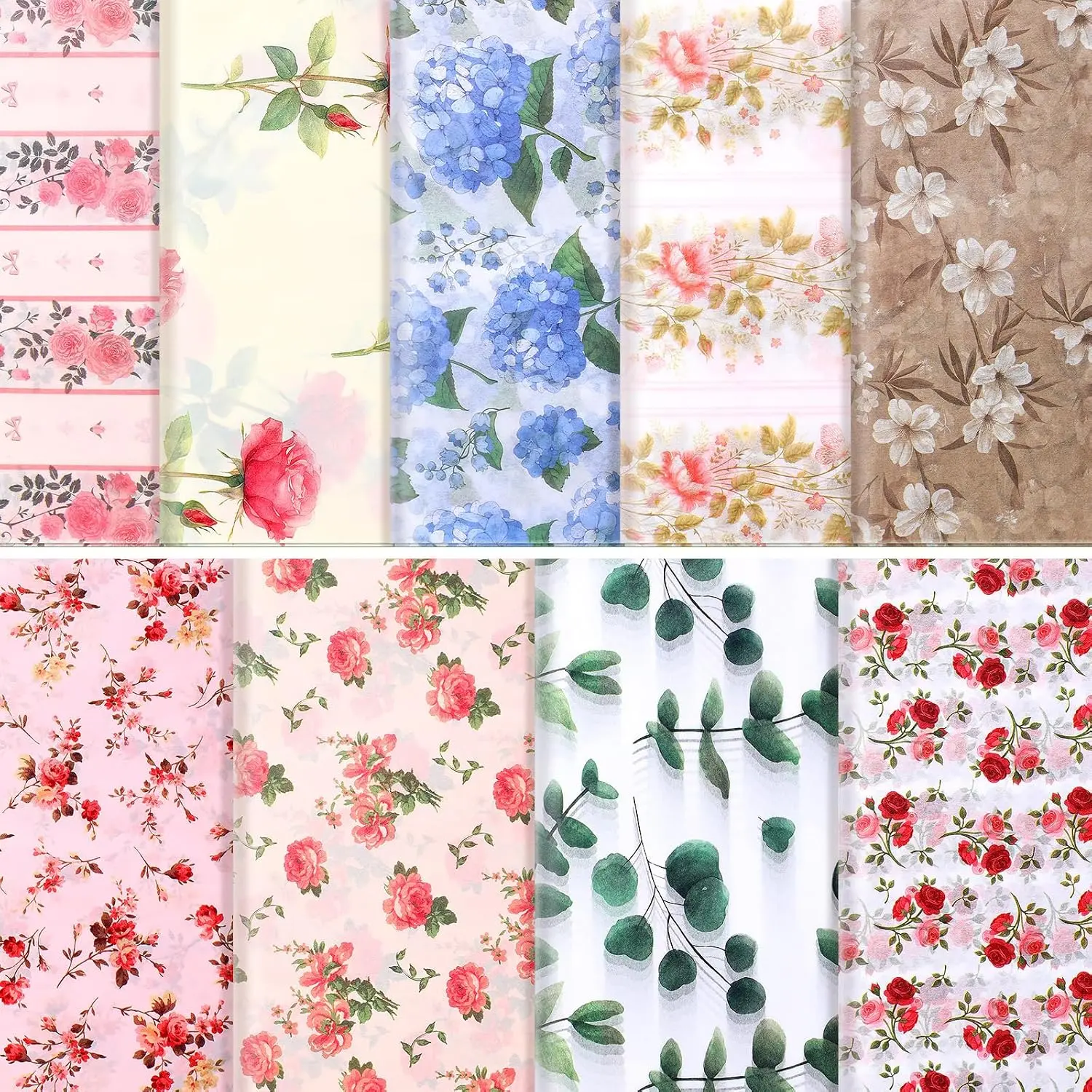 90 Sheets Floral Tissue Paper Printed Flower DIY Art Craft Wrapping Paper for  Bags Bulk for Wedding Bridal Shower Birthday Party Favor Supplies Decoration, 19.7 x 13.8 Inch()