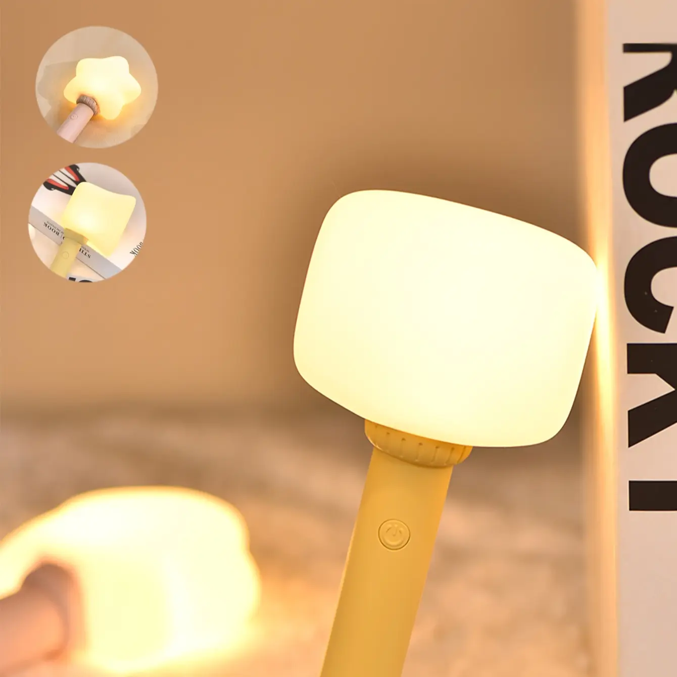 Silicone Night Light RGB Multicolor, Warm Light in Shape of Star/hammer/axe, Hand Hold Night Light for Fun and Play, 1 PC