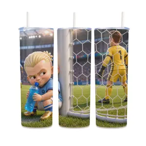 1pc 20oz Soccer Kid Stainless Steel Tumbler with Lid, Double-Wall Vacuum Insulated Cup for Hot & Cold Drinks, Reusable Travel Drinkware for Football Fans, Kids & Teens
