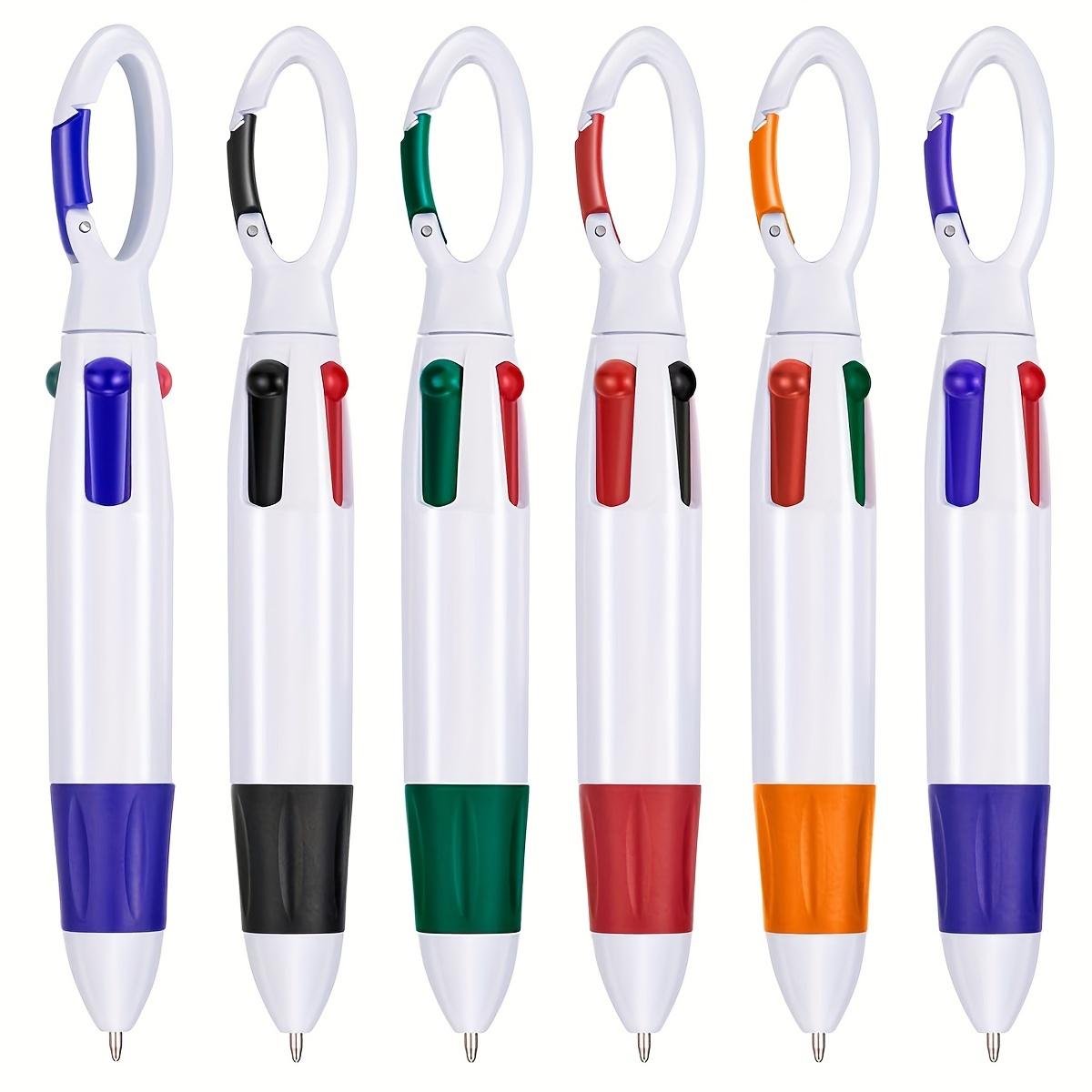 6pcs Plastic Hook and Loop 4 in 1 Multicolor Fun Smooth Writing Pens with Keychain