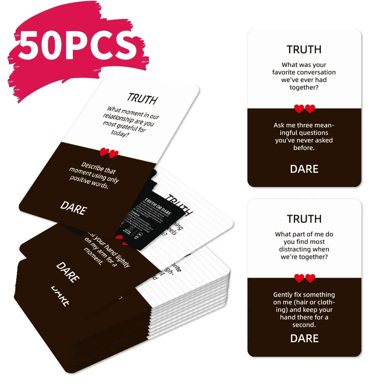 50 Fun Interactive Couple Cards, Enhance Emotional Connection, Perfect for Dates, Truth or Dare Game Cards, Romantic Gift Idea
