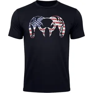 KUIU Patriotic Ram T-Shirt for Men, American Flag Ram Logo Tee, Lightweight Cotton Polyester Hunting Shirt, Soft, Durable Fit KUIU American Flag Ram Skull Graphic Tee Vintage Patriotic Hunting Casual Crewneck T-Shirt for Outdoor Enthusiasts & Hunters