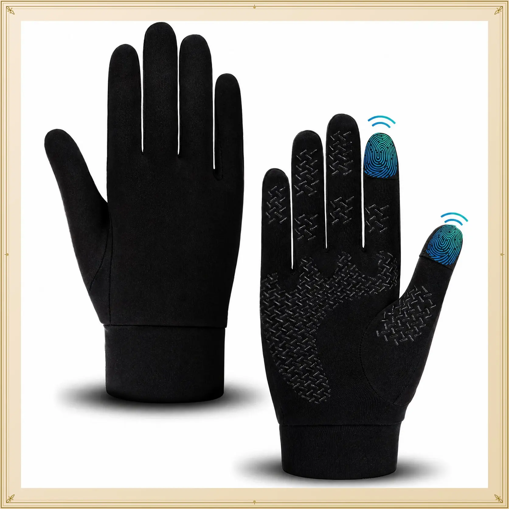 Lightweight Winter Gloves for Men Women, Warm Running Gloves Touchscreen Thermal Glove Liners for Cold Weather Driving, Cycling & Hiking, Non-Slip, Elastic Cuff, Stretchy, DurableGift