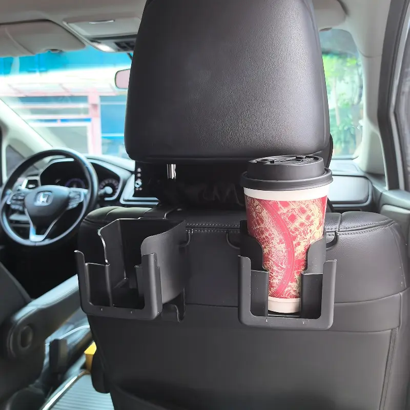 Multi-functional car seat back storage rack with cup holder, phone holder and hook  suitable for most models,can hold garbage bags and glasses, rear seat cup holder, road travel essentials, space-saving design, durable construction, high-quality materials