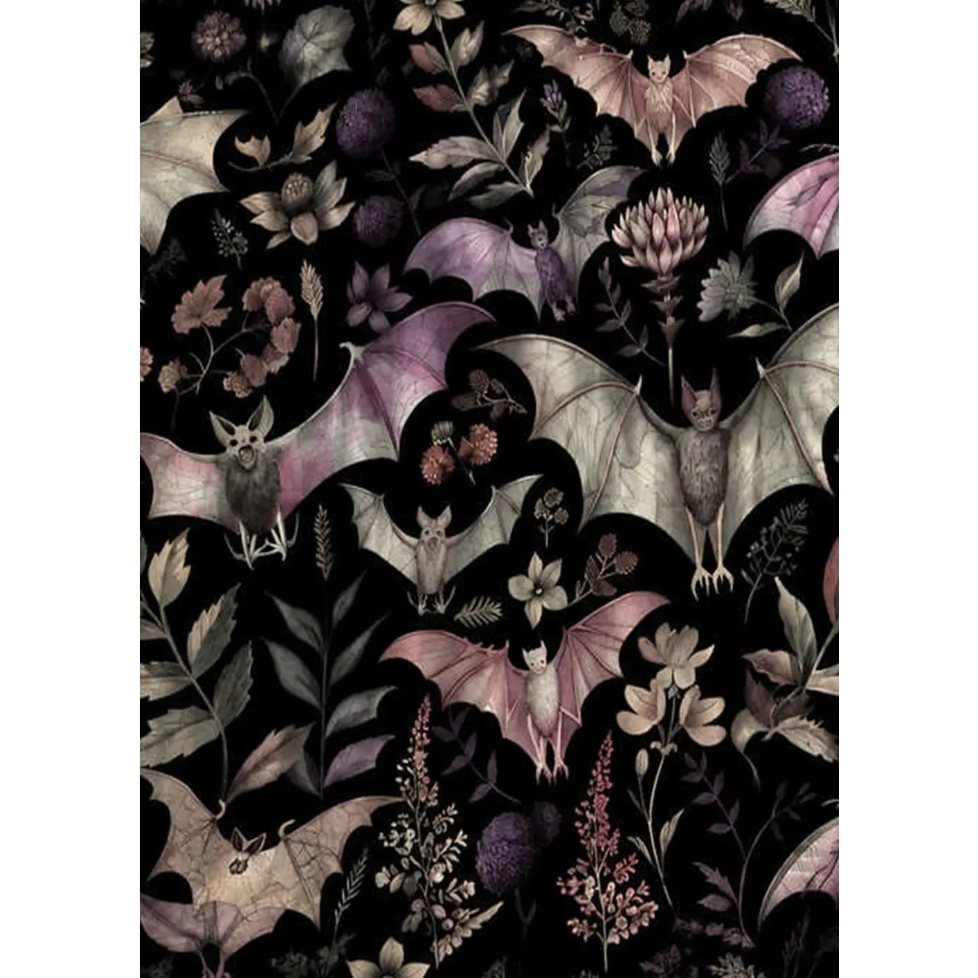 1pc 8x10 Gothic Bat Area Rug , Dark Floral Botanical Witchy Design , Cozy Plush Soft Faux Cashmere , Heavy Duty Non Slip Bottom , Living Room & Bedroom Deocr , Rugs For Living Room , Aesthetic Room Decor , Alfombras Para Sala