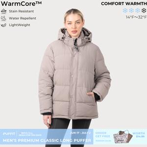 【Last Sale】PUFFIT WarmCore Premium Detachable-Hood Puffer Jacket | Classic Lightweight Winter Coat, Windproof, Water-Repellent, Adjustable Drawstring Design