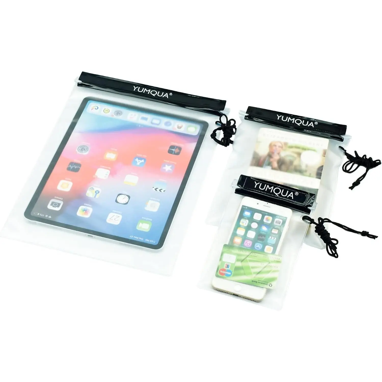 Clear Waterproof Bag, Waterproof Document Pouch Passport Holder Water Tight Map Case Waterproof Pouch Water Proof Small Dry Bags for Kindle Phone Tablet Camera, Kayak Boat PaddleBoard