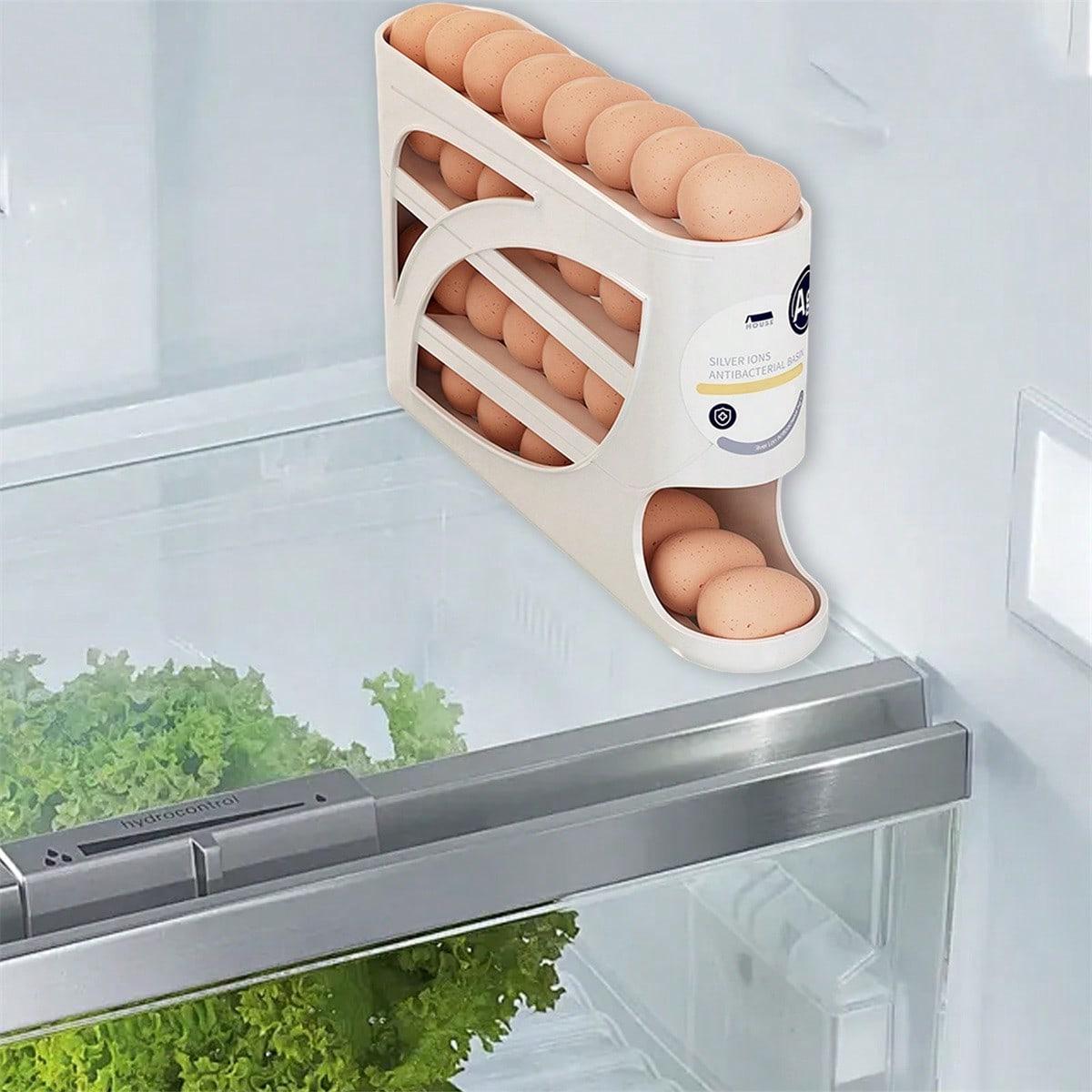 4 Layers Egg Holder For Fridge,Automatically Rolling Egg Storage Container,Space-Saving Egg Dispenser Holder