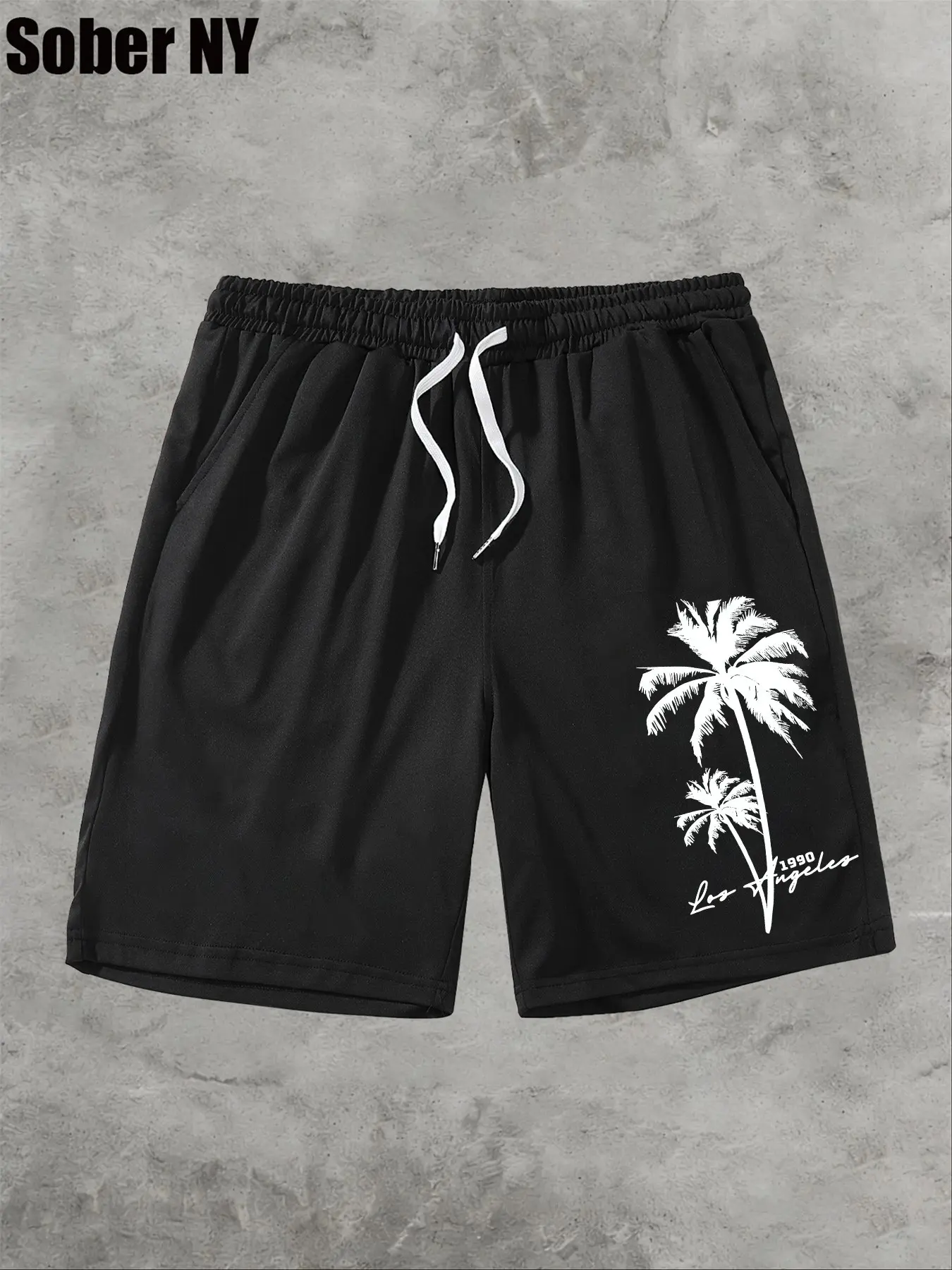 Men's Summer Loose-Fit Beach Shorts, Tropical Coconut Tree Print, Breathable and Comfortable, Casual Sporty Style, Ideal for Vacation, Casual Outdoor Shorts, Casual Wear Shorts