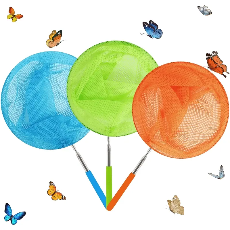 3pcs Telescopic Butterfly Fishing Nets Great for Catching Insect Net Perfect Outdoor Tools for Catching Bugs Fish Insect Ladybird Extendable 34 Inches and Anti Slip Grip