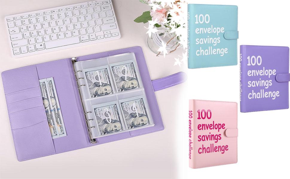 (Join the Challenge) 100 Envelopes Money Saving Challenge Binder, Great Ways to Save Money on Shopping, Savings Challenge Book with Envelopes and Tracker, A5 Budget Binder with Cash Envelopes, Fun and Easy Ways to Save Money, Save $5,050