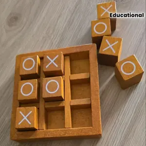 Wooden Tic-Tac-Toe XO Game, Children's Educational Two-Board Game Focus and Logical Thinking Training, Parent-Child Interactive Toy