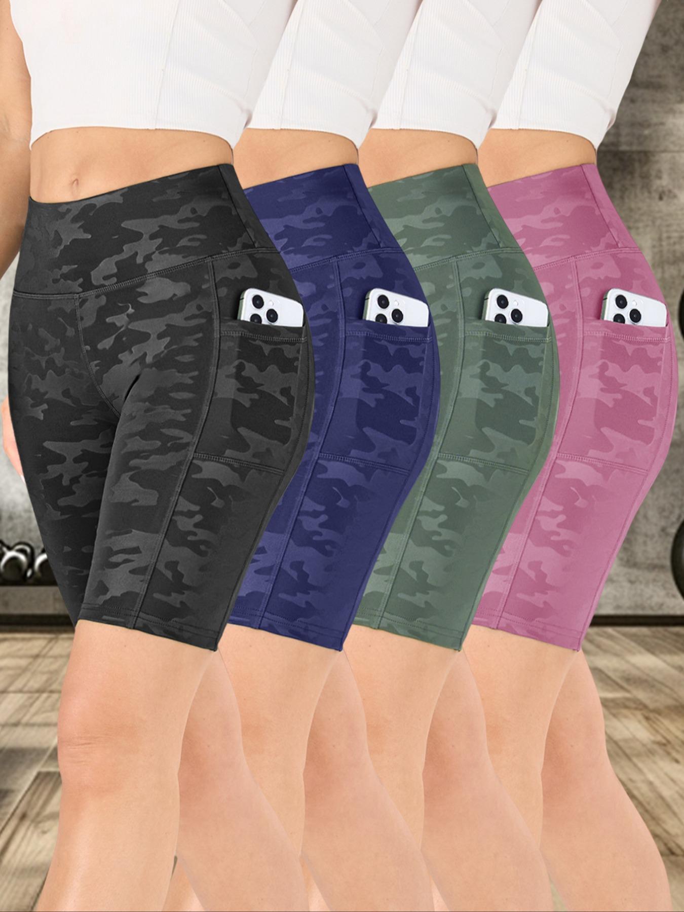 Women's Camo Print Gym Shorts, Breathable Comfortable Skinny Shorts, High Stretch Yoga Leggings, Ladies Sportswear for Indoor Outdoor Wear, Camouflage Athletic Shorts