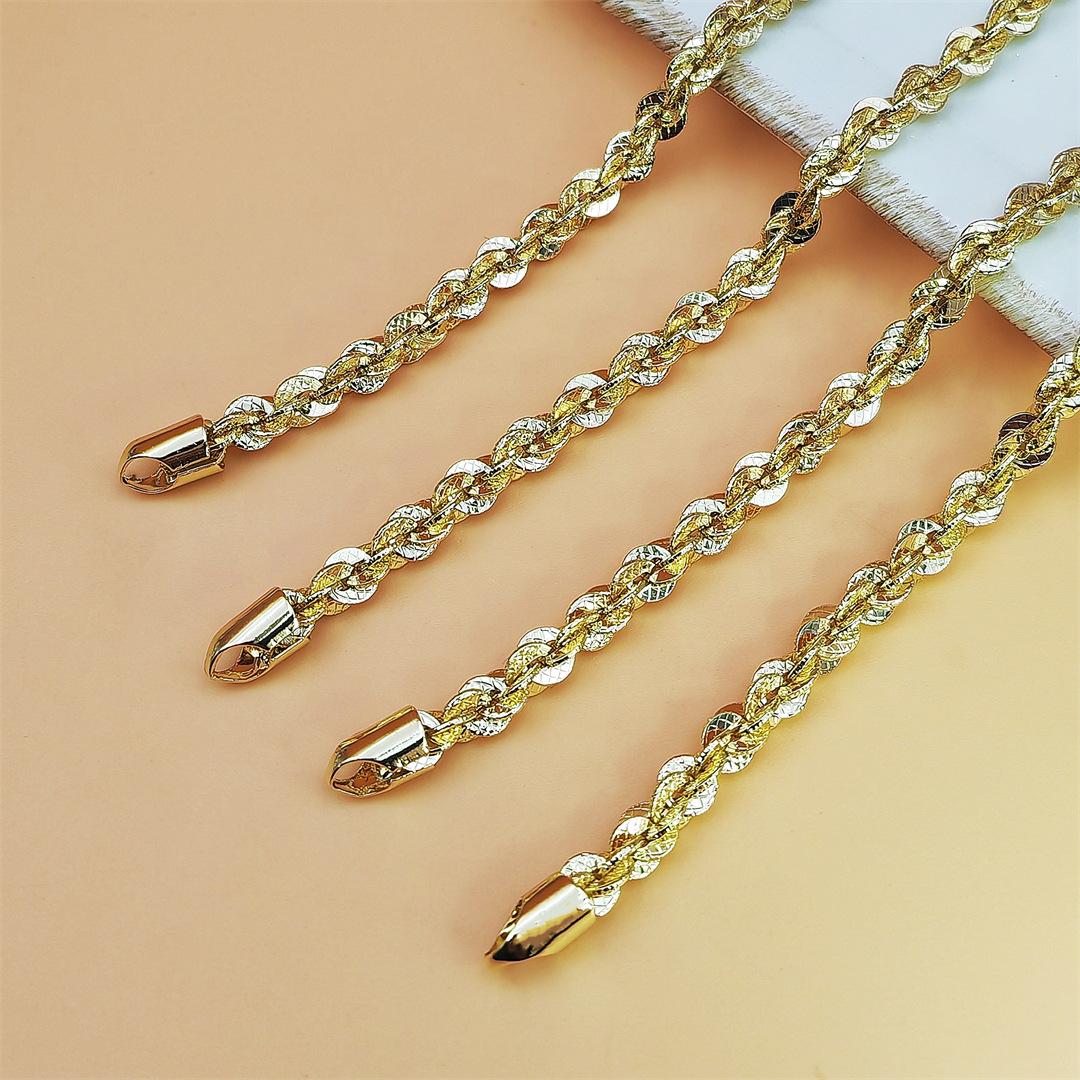 14K Gold Plated Twisted Rope Chain Bracelet for Women & Men Minimalist Luxury Jewelry Trendy Stackable Accessory High-End Daily Wear for Streetwear Party Vacation & Couples Matching