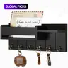 Wall-Mounted Wooden Key Holder Shelf with 6 Key Hooks & Mail Sorter, Key Hanger Wall Mount, Home Organizer for Entryway & Living Room, Wooden Wall Rack #GLOBAL PICKS