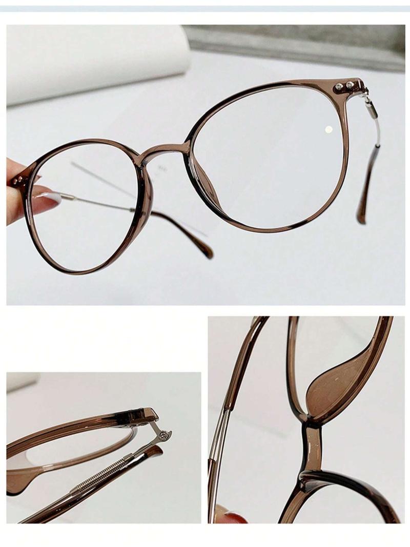 Women's Fashionable Oval Frame Anti-blue Light Glasses, Simple Style Plain Color Eyeglasses for Work, Daily Clothing Decor, Perfect for Student Daily Use, Trendy Casual Eyeglasses
