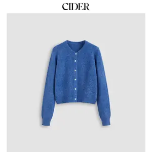 Cider [2 colors, size 2-10] Wool-blend Round Neckline Solid Button Knitted Cardigan