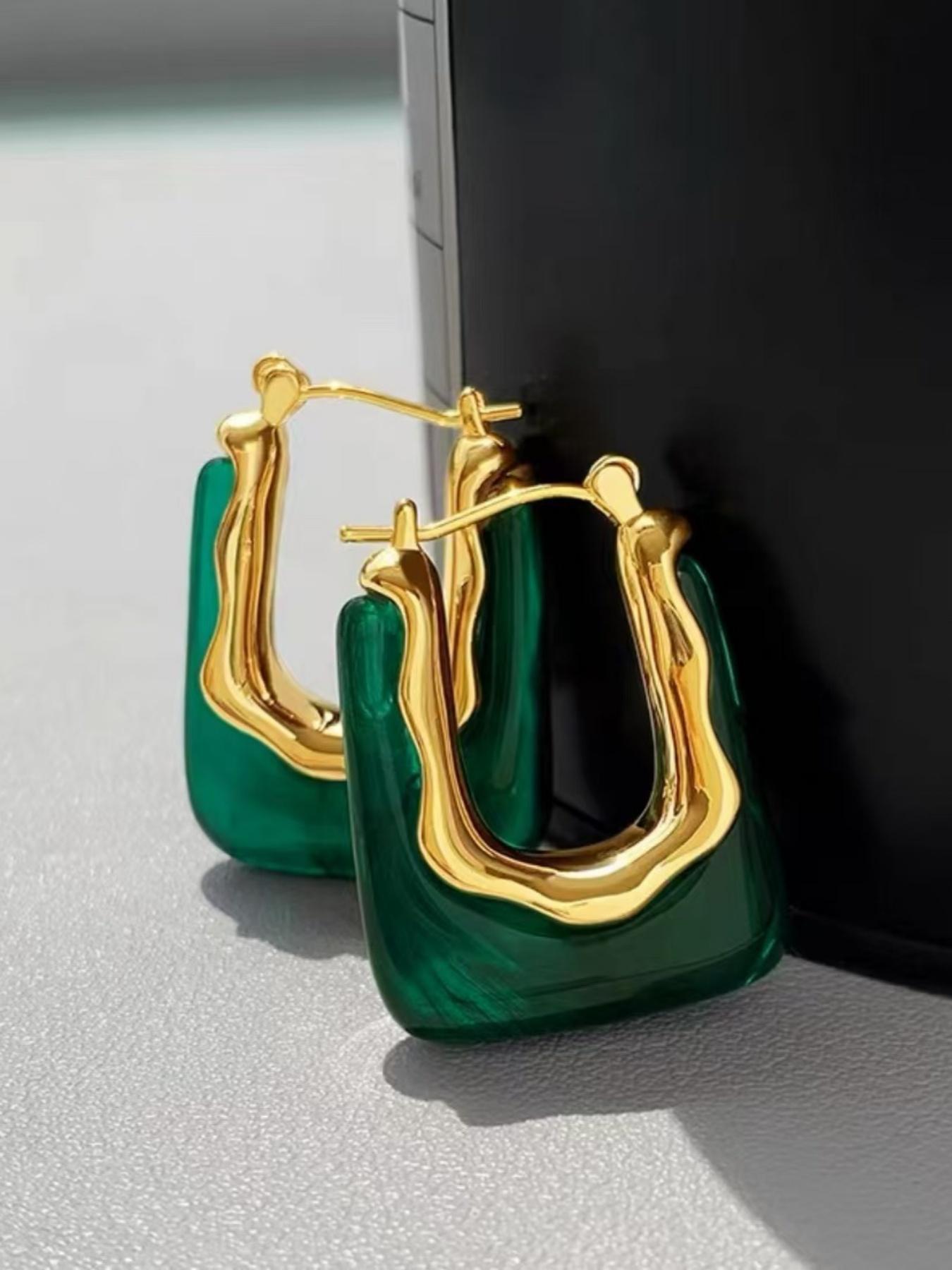 Vintage U-shaped Earrings, Gold Plated Hoop, Fashionable Earrings for Women, Trendy All-match Fashion Jewelry for Party Wear, Exquisite Birthday Gift, Lightweight Chunky Hoops, Stylish Jewelry, Fashionable Jewelry Accessories