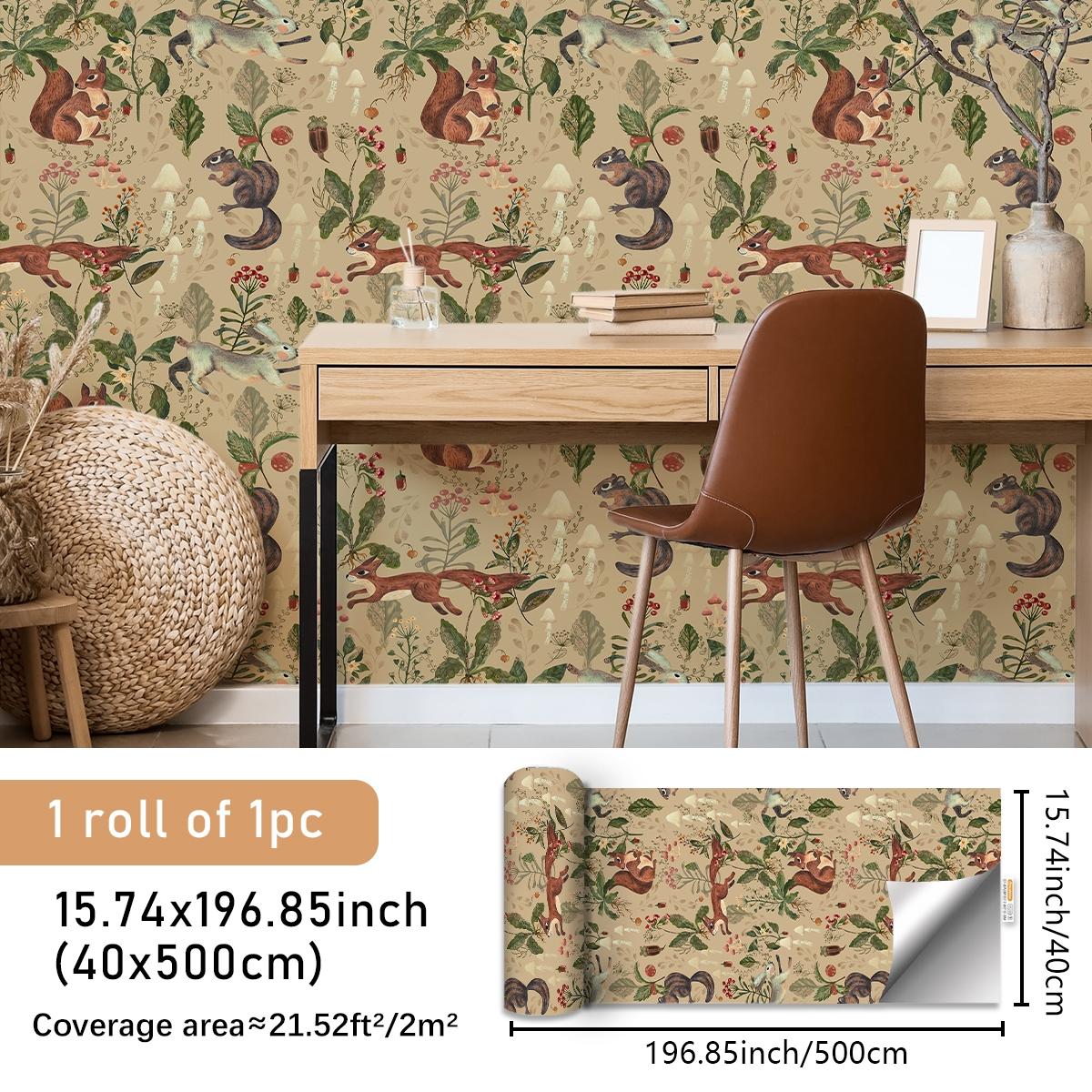 Deep Forest Pattern Wallpaper, Self-Adhesive Animal Wall Paper, Peel And Stick Wallpaper Designs, Waterproof Wear-Resistant, Bedroom Decor, Vintage Space, Furniture Refurbishment #GLOBAL PICKS