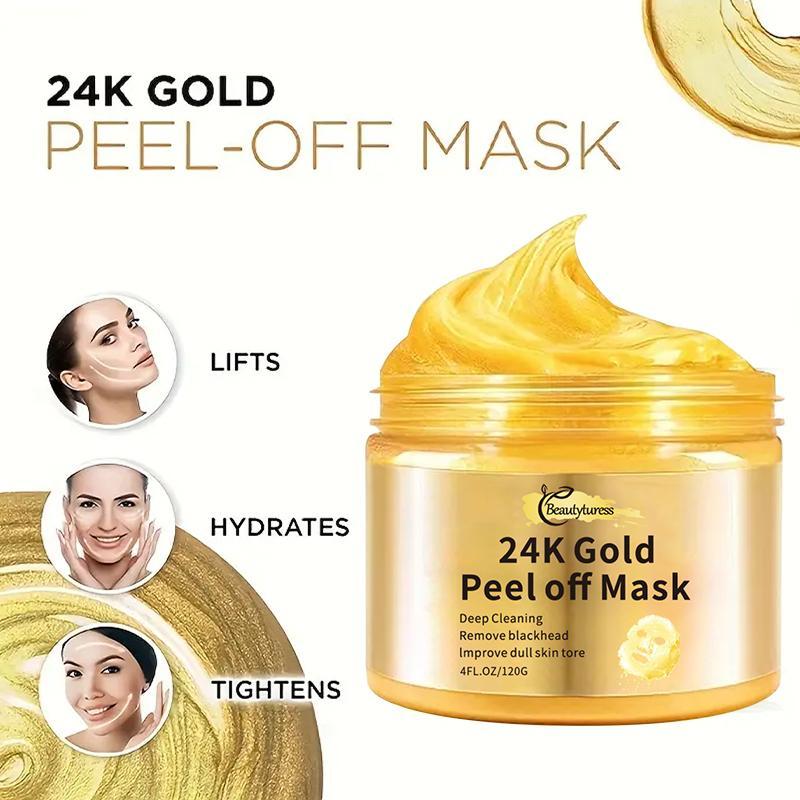 24k Gold Peel-off Mask, Deep Cleansing Oil Control Blackhead Removal Mask, Moisturizing Facial Mask, Suitable for All Skin Types