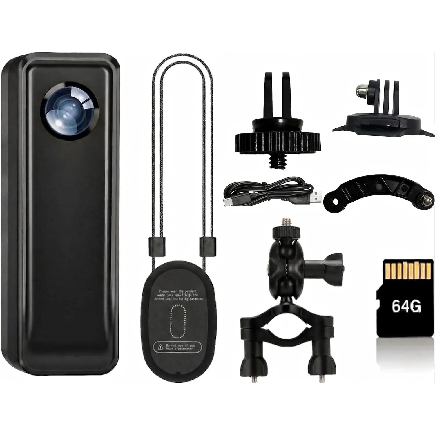 Action Camera 64GB, Mini 4K 30FPS  Camera, Hands Free  Camera with   Clip, Wearable  Cam POV Records Using for Traveling Cycling Vlogging