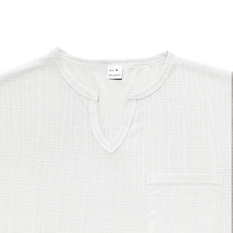 Summer Men's Imitation Hemp Bamboo Joint Loose Breathable Casual V-neck Quick-drying Short-sleeved T-shirt