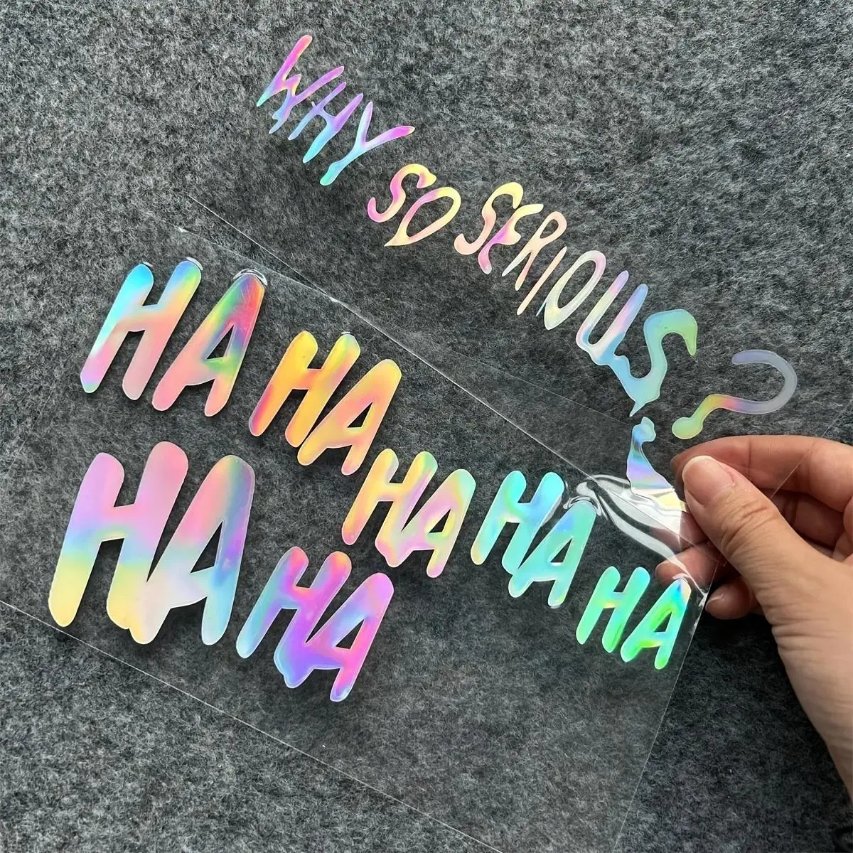 Why So Serious Joker Holographic Car Window Decal, Waterproof Vinyl Funny Movie Quote HA HA Meme Sticker, Decor for Laptop Tumbler Motorcycle Helmet