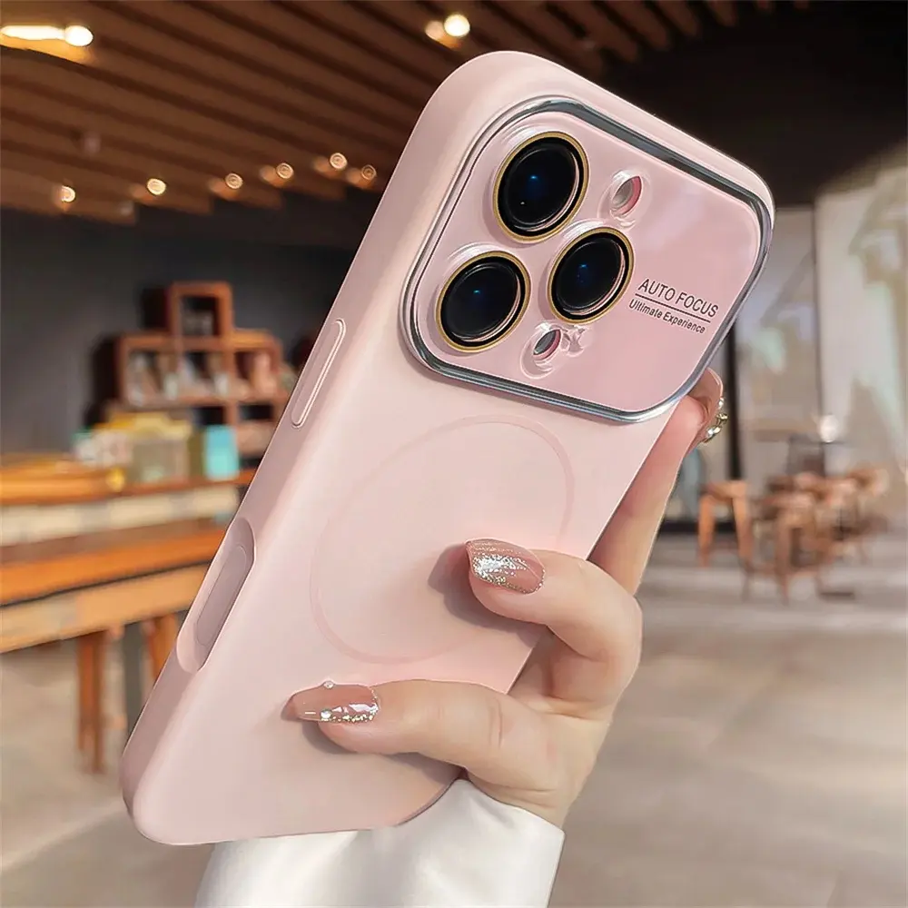 Phone Case: Phone Case - New Liquid Magnetic Case for iPhone 17, 16, 15, 14, 13 Pro Max. Supports Wireless Charging with Glass Mirror Surface