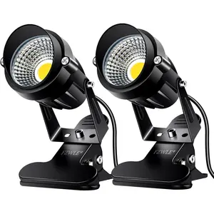 2 Pack 7W Clip On Indoor Clamp Spot Lights, Daylight White Uplights with 6FT Cord & Switch for Trade Show, Workshop, Billboard, Desk Lighting
