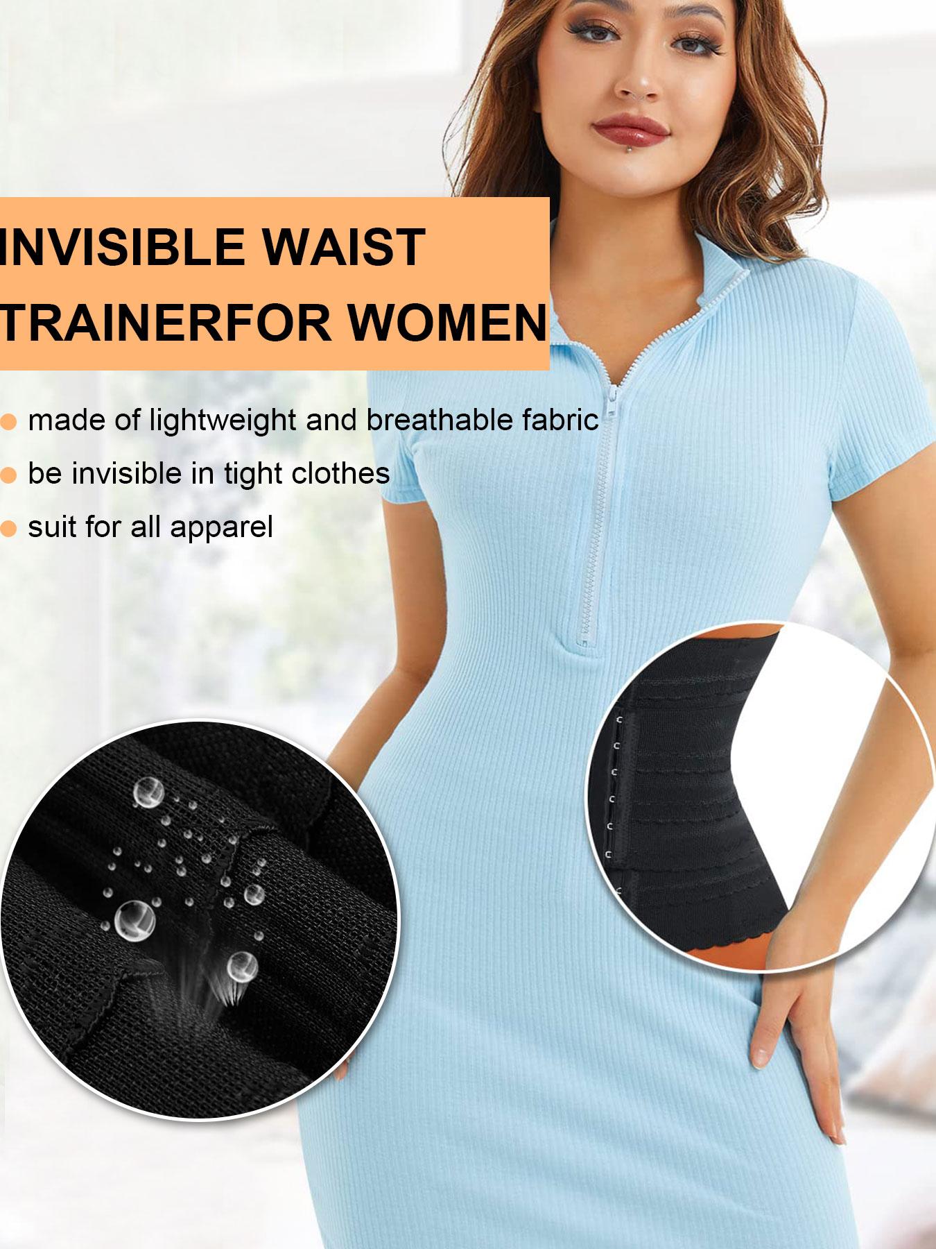 Women's Solid 3-sectional Hook & Eye Waist Trainer, High Stretch Tummy Control Corset for Daily Wear, Women Shapewear Clothes Halloween dailydrip comfyessentials midsize tiktokshopbacktoschool