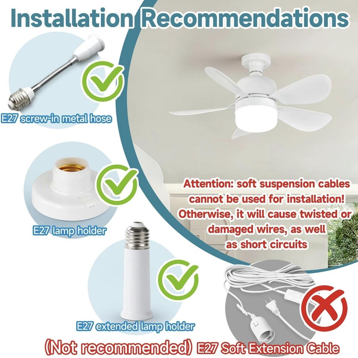 16 Inch LED Ceiling Fan Light with Remote Control, Led Lighting Fan, 30w Socket Fan 2000 Lumens, 3 Speeds 3 Colors 3000-6000k, Ideal for Bedroom Living Room Kitchen Garage