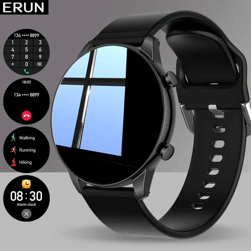 Erun Smartwatch for Men, Bluetooth-compatible Connectivity, HD Screen, Text Notifications, Phone Calls, Sports Tracker, Android & iOS Compatible
