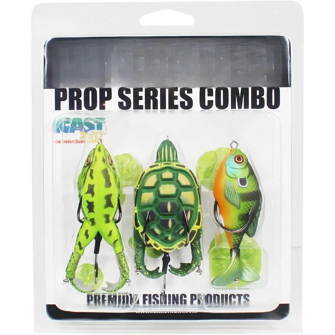 Topwater Fishing Lures Kit (3-Pack) for Bass, Trout | 1 Turtle Lure, 1 Frog Lure, 1 Sunfish Prop Lure | Freshwater Fishing  for Pike, Soft Hollow , Weedless Hooks