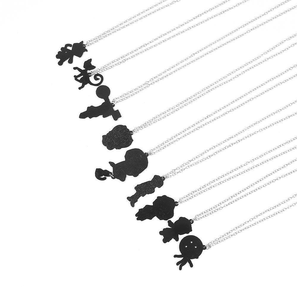 Ghost Mother Necklace Collection - Coraline Black Cat and Buttonhole Pendant, Tim Burton Gothic Jewelry