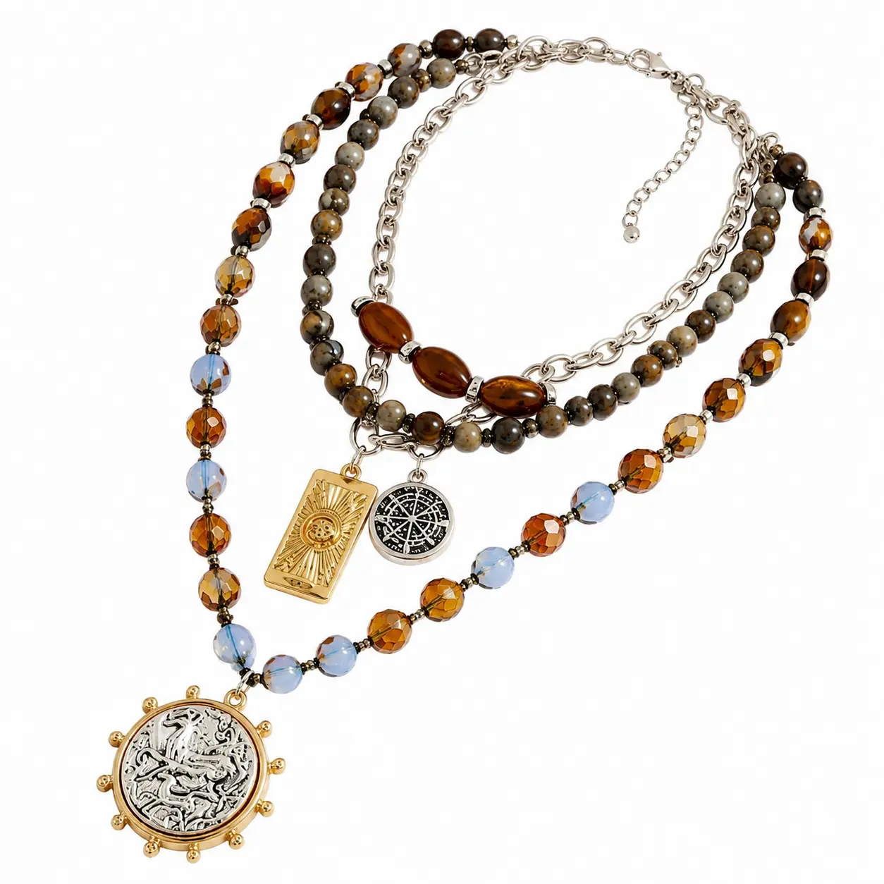 Adjustable Bohemian Choker Necklace for Women Featuring Genuine Tiger Eye Beads, Compass Charm Pendant, and Delicate Layered Chain – Natural Stone Stacking Jewelry Perfect for Daily Wear, Beach Vacations, Music Festivals, and Coastal-Inspired Outfits