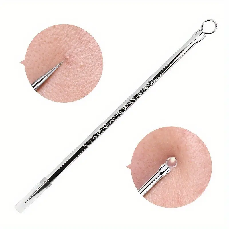 Stainless Steel Dual-Head Pimple Needle Set, Pimple Popper Tool, Acne Extraction Tool, Blackhead Remover, Professional Beauty Salon Equipment, 1/2/3 Pieces