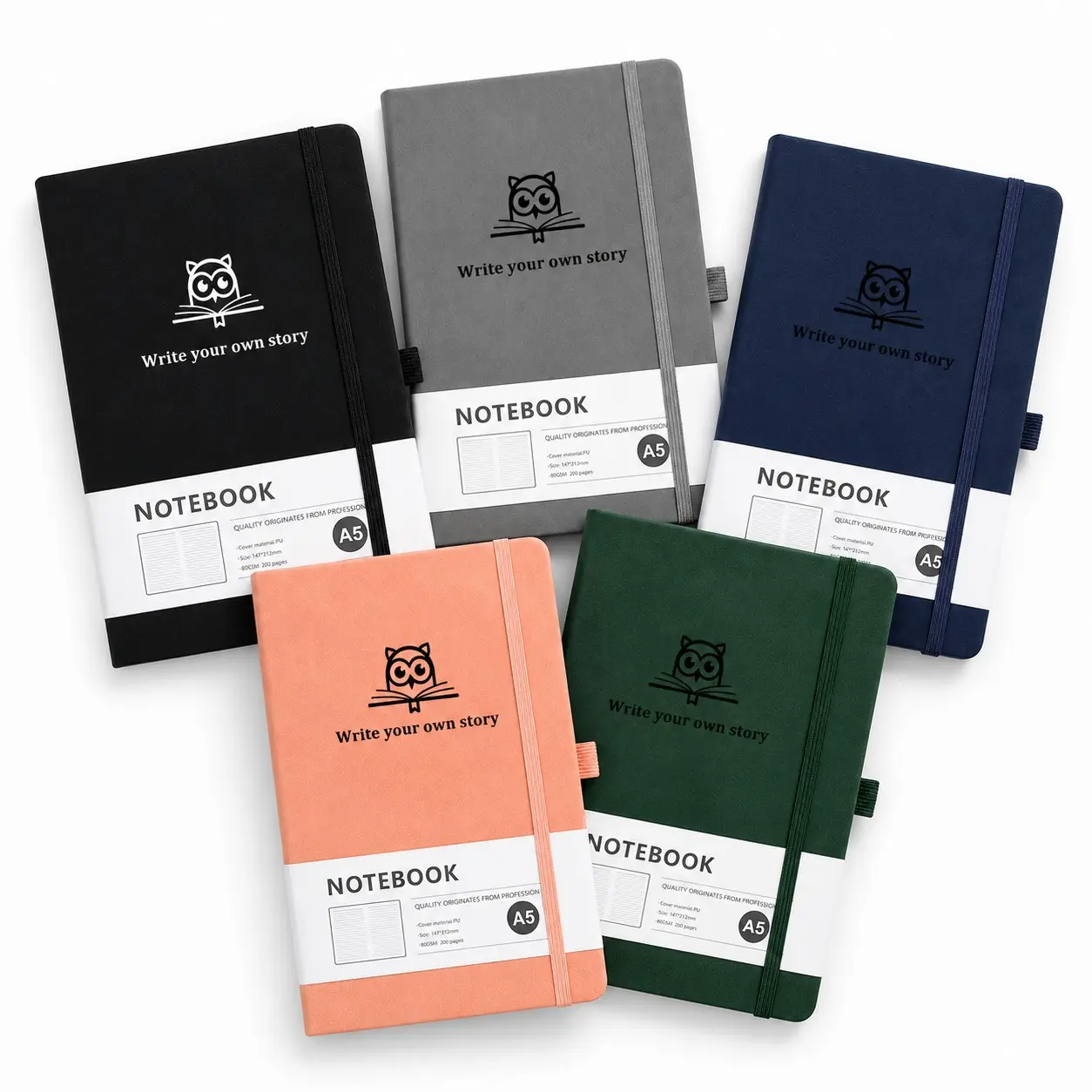5 Pcs Premium A5 Notebooks with Faux Leather Covers, 200 Pages, 80 Gsm Paper, 5.9 X 8.35 Inches, Ideal for Writing and Note-Taking