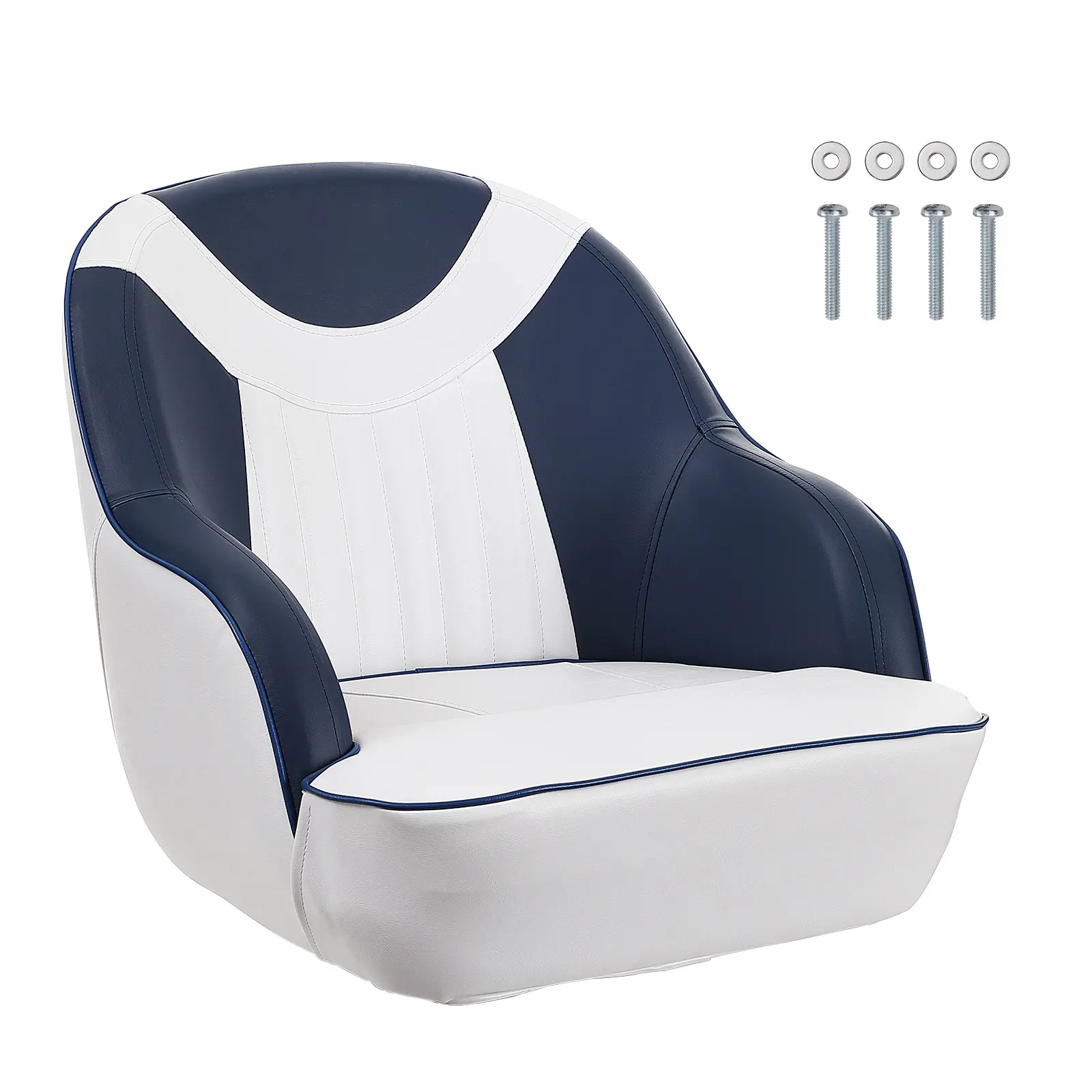Captain Bucket Seat, Pontoon Boat Seat with Thickened Sponge Padding, PP+Sponge+PVC Leather Construction, Humanized Captain Bucket Seat, Curved Armrests, For Fishing Boat