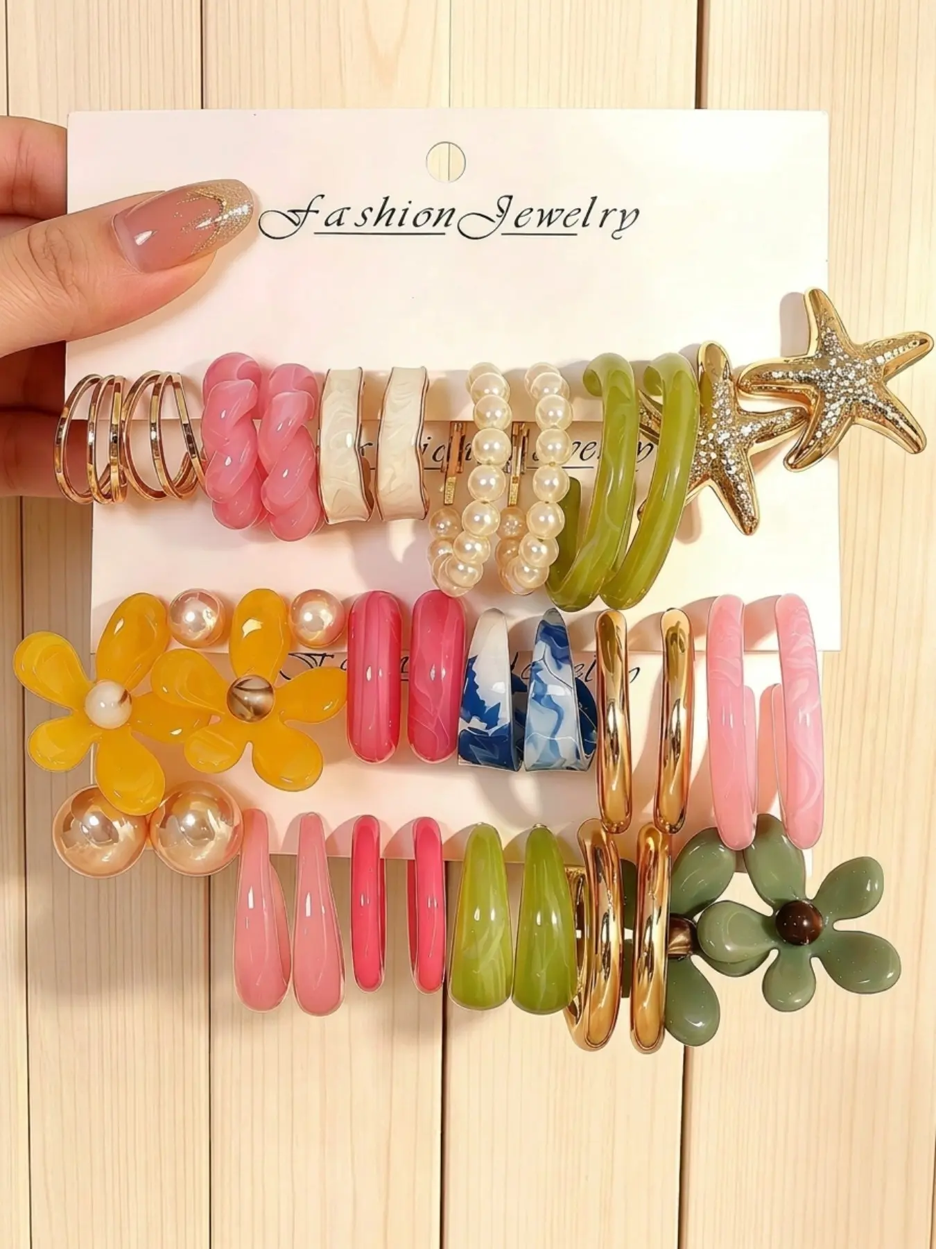 20 Pairs Macaron Multi-Element Earrings Set, Earrings Stack, Resin Metal Mix Studs, Sweet Versatile Daily Commute Jewelry, for Students and Girls