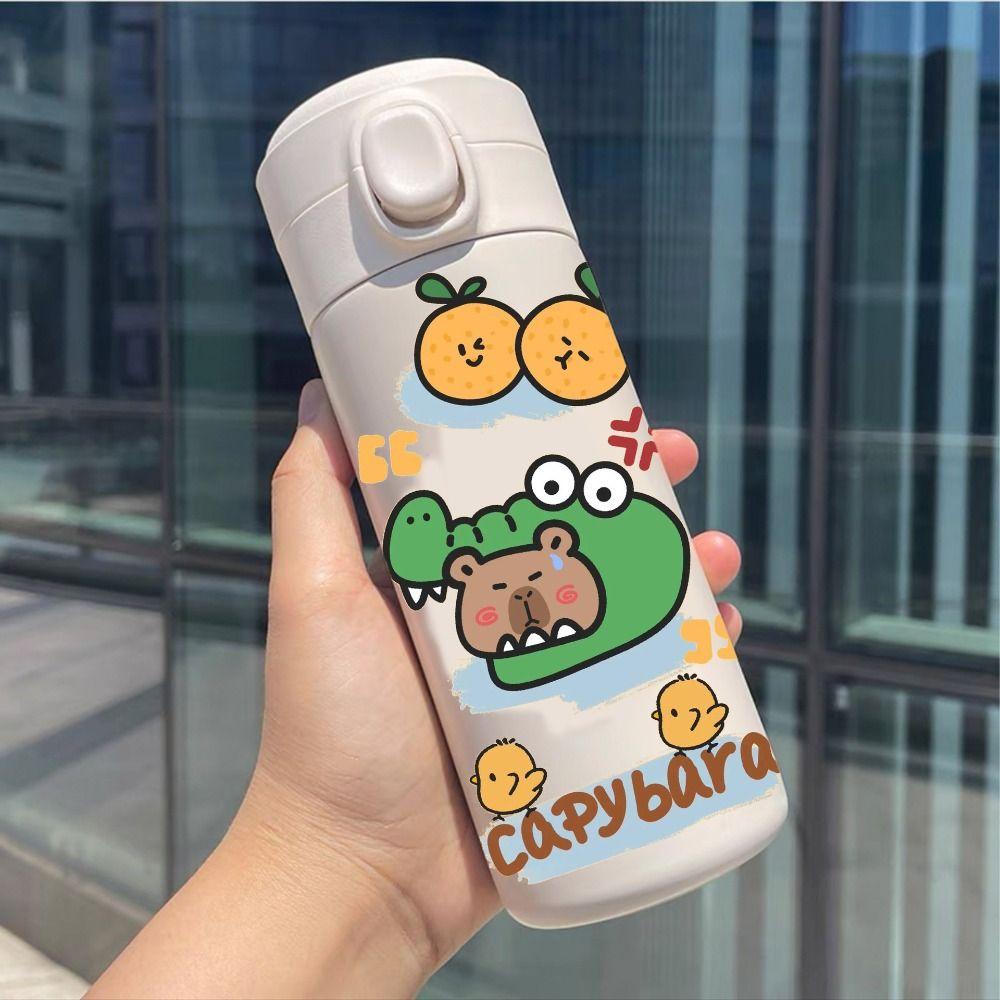 Capybara Insulated Stainless Steel Water Bottle for Children Cartoon Leakproof Large Capacity 420ML Sport Water Bottle