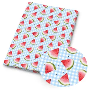1pc Summer Fruit Gingham Print Fabric - 59 X 19.68 Inches (150 X 50cm) Pre-cut Polyester Fabric with Watermelon Cherry Orange Peach Checkered Pattern - Suitable for DIY Sewing, Scrapbooking, Tablecloths and Crafts