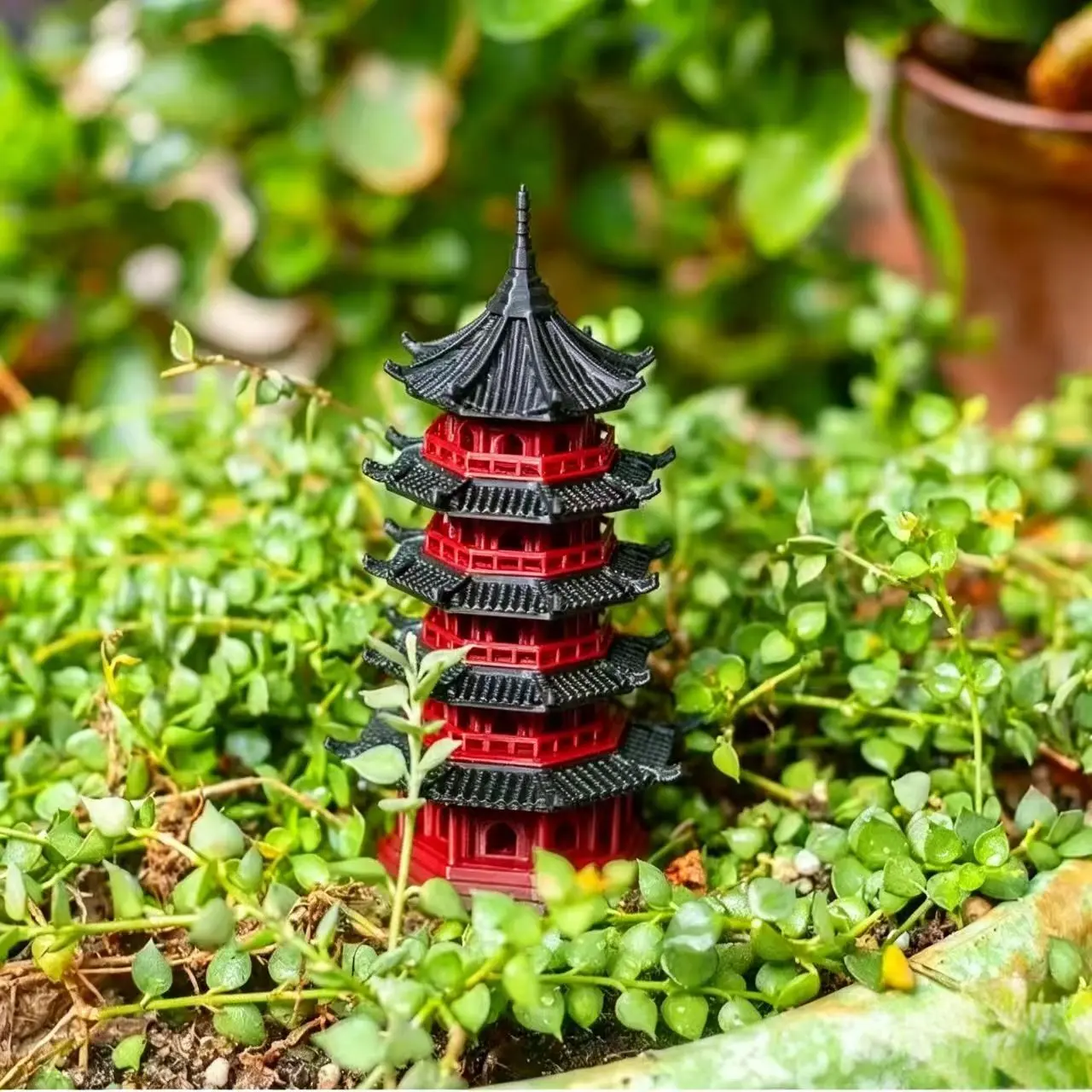 3D Printed Pagoda Model, Traditional Chinese Architecture Ornament, Fake Mountain Stone, Water Feature Micro Landscape, Bonsai Decor