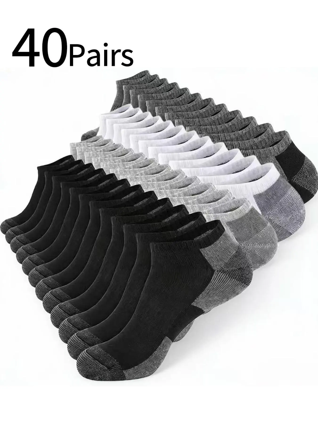 Men's Low Top Socks, 10/40 Pairs, All-Season Breathable Sweat-Wicking Anti-Odor, Non-Slip Sports Socks, Soft Comfortable Daily Wear, Running Sports Socks