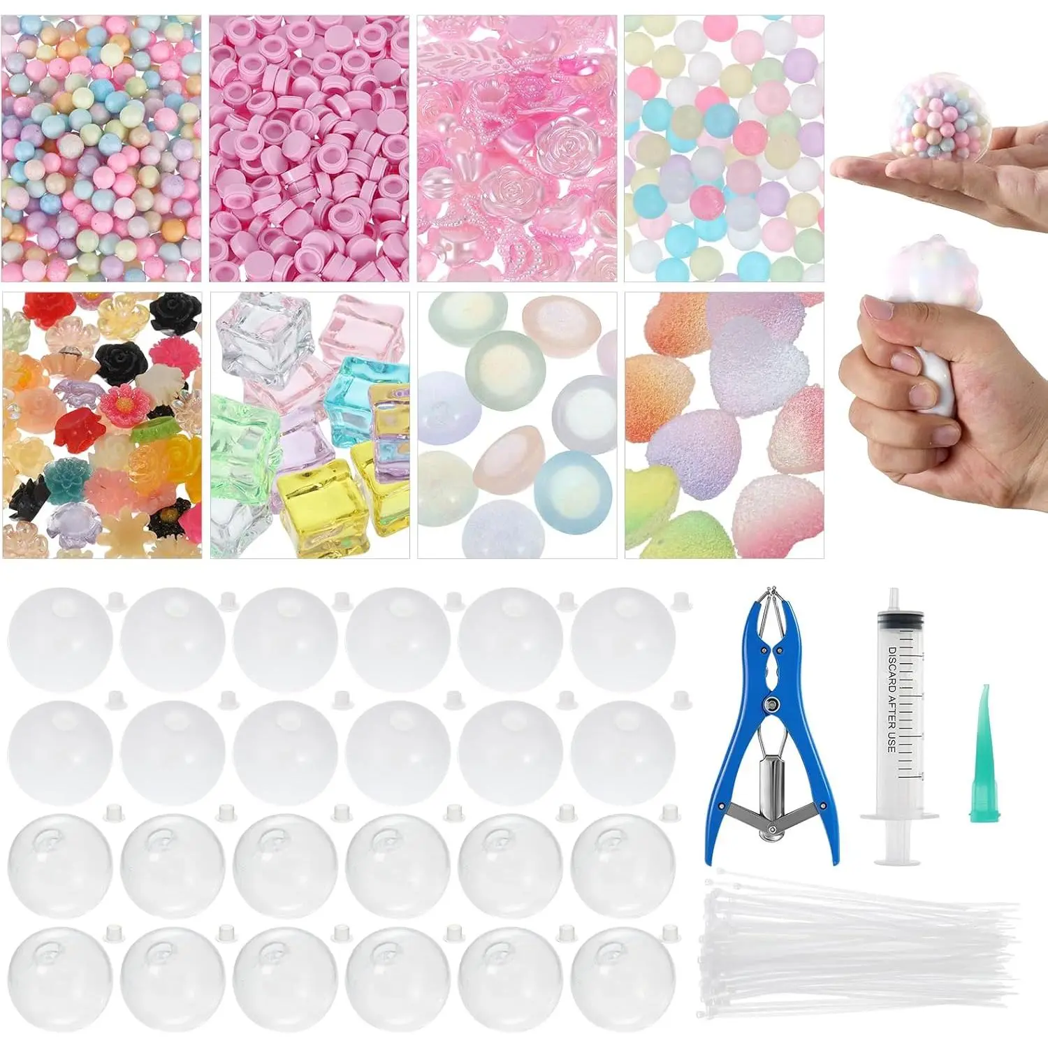 DIY Stress Ball Making Kit for Anxiety Relief Stress Reliever, Craft Supplies with 24 Blank Skins, 9 Fillers, 100 Cable Ties, Expander Tool, Vacuum Tool and Evacuating Device (Toys & Hobbies, Educational Arts & Crafts)
