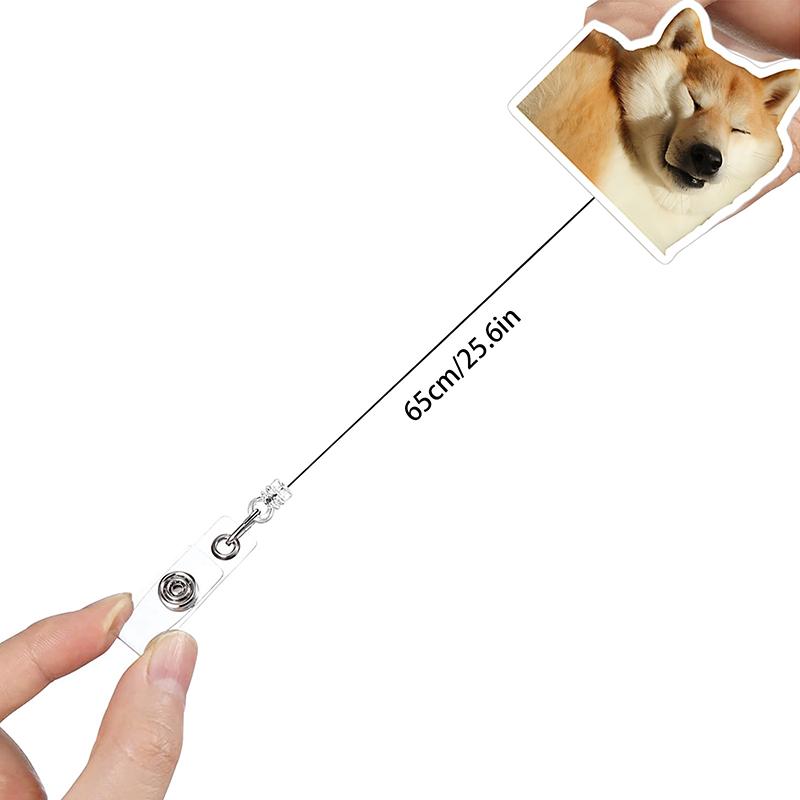 4-piece acrylic dog emoji retractable work ID badge holder set, suitable for nurses and medical staff, retractable rotating badge reel, doctor and nurse keychain ID pull reel