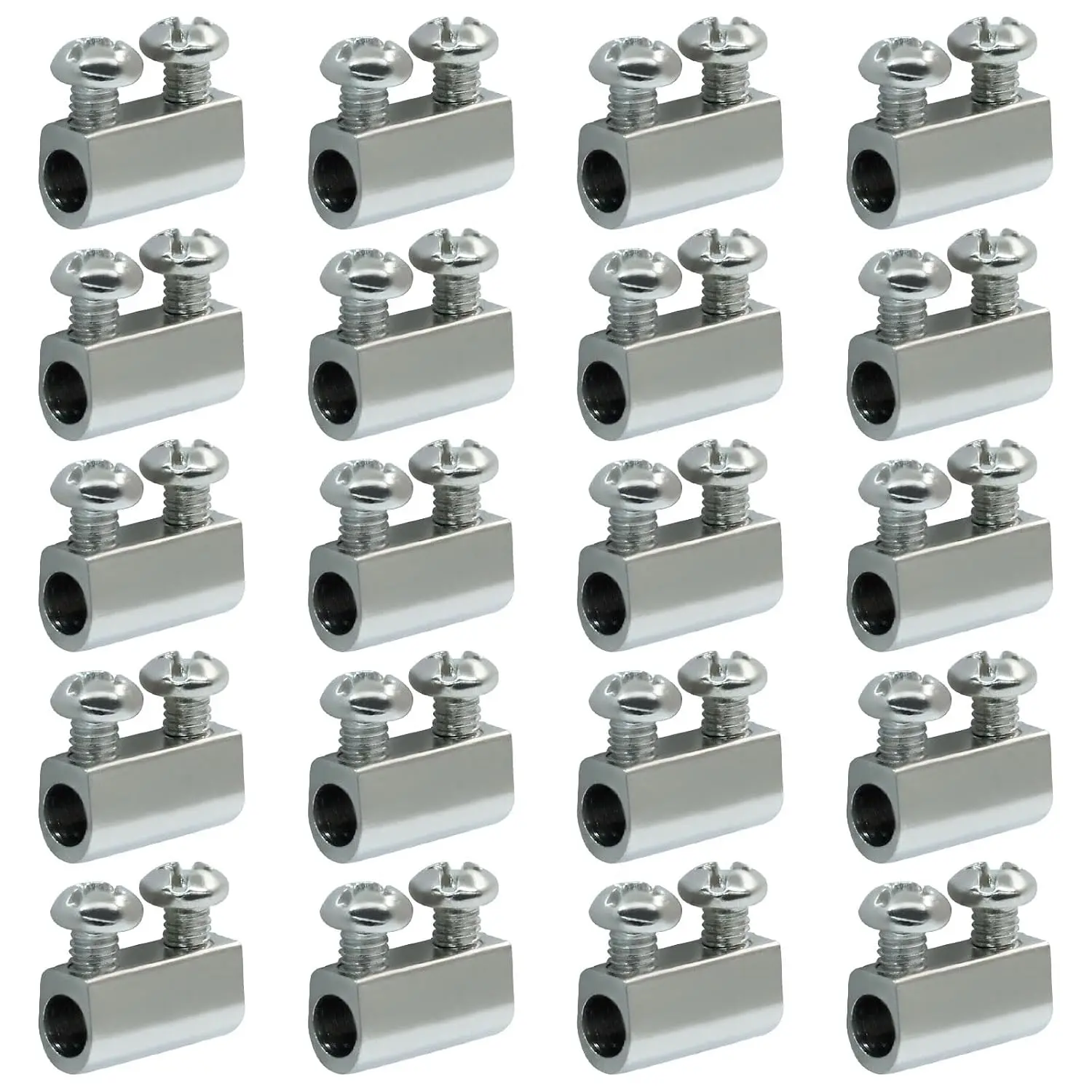 20 count Stainless Steel Wire Rope  Clamps | Adjustable Clamp Double Hole Fastener,  Upgrade Fastener(3.0mm Wire Holes)