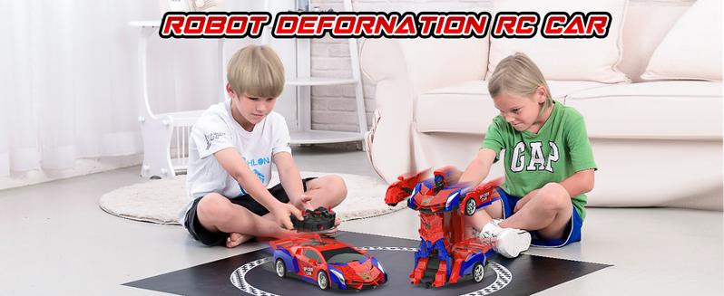 Transform Rc Cars for Boys 4-7 8-12, 2.4Ghz Remote Control Car 1:18 Scale Transforming Robot, One-Button Deformation 360° Rotation Car Toy Gifts for Boys 3-5