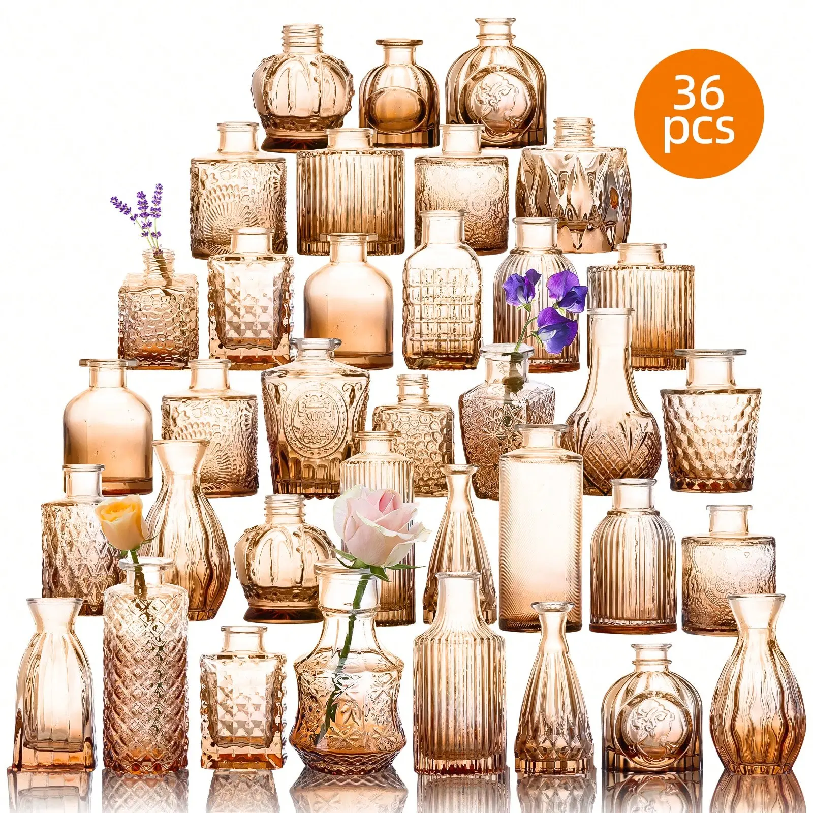 15/30/45 Pack Glass Cylinder Bud Vases, 7.5 Inch Tall Clear Hurricane Candle Holders, Floating Glass Centerpiece Vases For Weddings, Parties, Home Decor, Living Room, Office Desk , Event Centerpieces Supplies