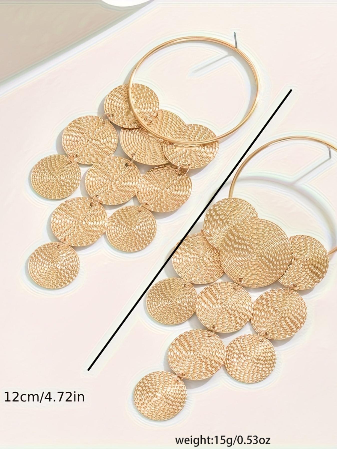 Fashionable Trendy Geometric Round Tassel Jewelry Earrings, Long Dangle Design, Perfect for Parties, Graduation, Mother's Day, Teacher Appreciation Gift, Statement Earring