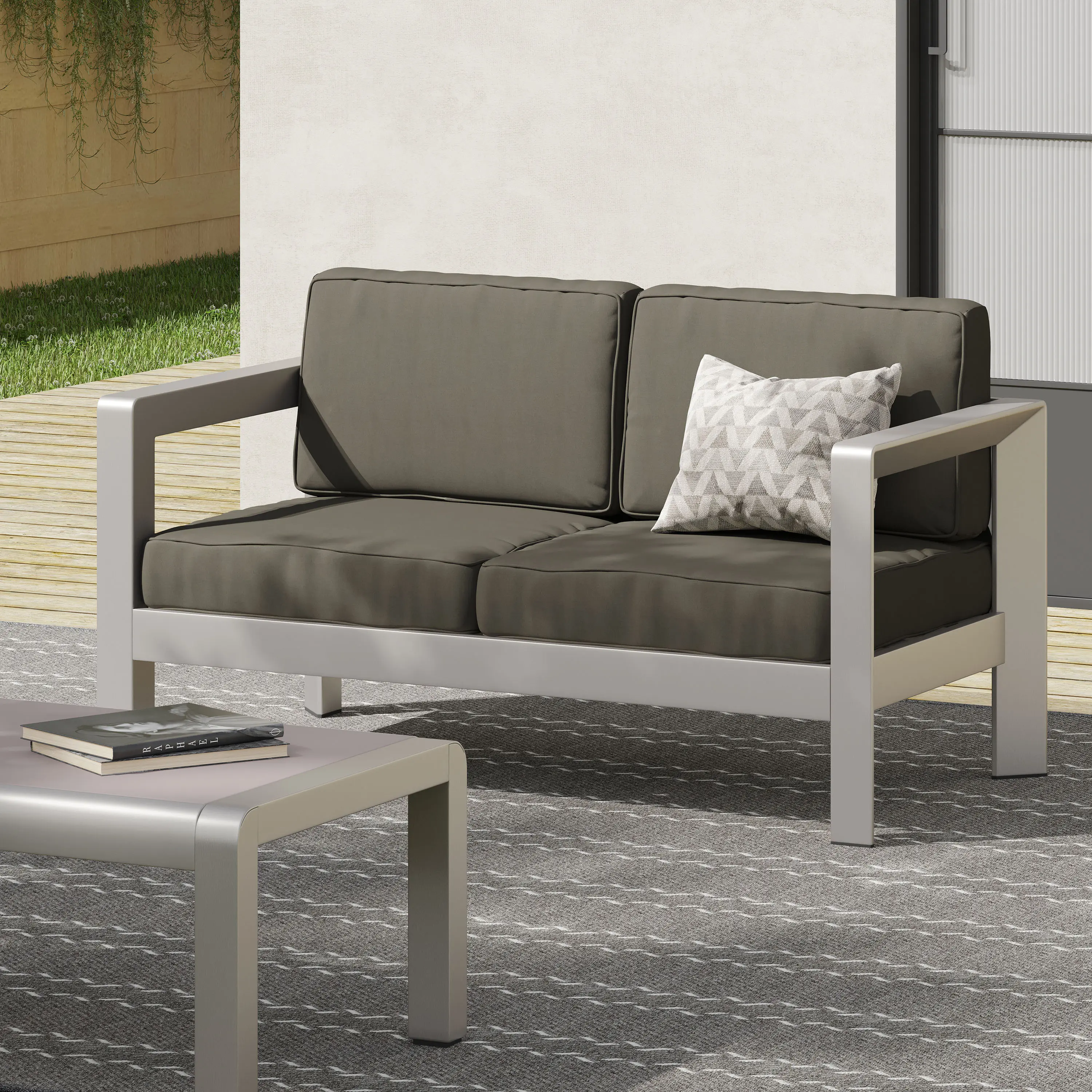 ARCH AVIARA 2-Seater Modern Fabric Loveseat Sofa Couch - Space-Saving for Bedroom, Compact Spaces, Garden, Easy Setup, Upholstered with Cushions, Indoor-Outdoor Patio Use, Multiple Colors